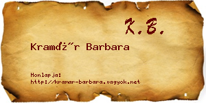 Kramár Barbara névjegykártya